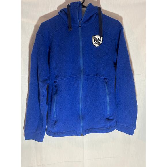 Bergans Of Norway Sweater Mens medium Blue Wool knit hooded full zip - Picture 1 of 5